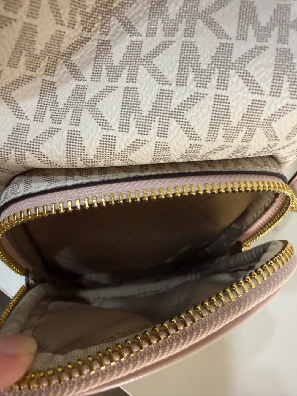 Michael Kors Blush Pink Logo Backpack with Gold Chain Large - Picture 11 of 14